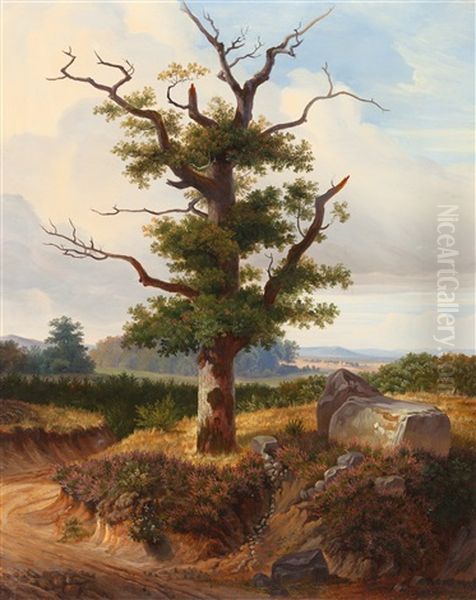 Landschaft Mit Groser Eiche Oil Painting by Friedrich Karl Joseph Simmler