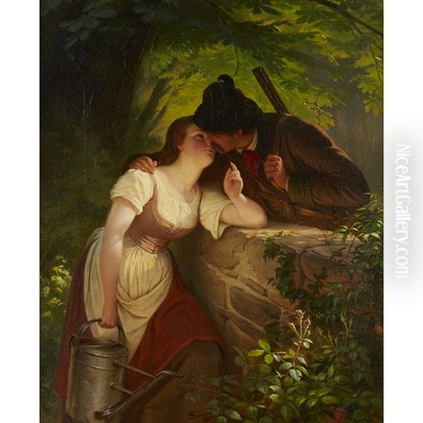 The Young Hunters Oil Painting by Wilhelm Simmler