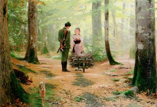 A Chance Encounter Oil Painting by Wilhelm Simmler