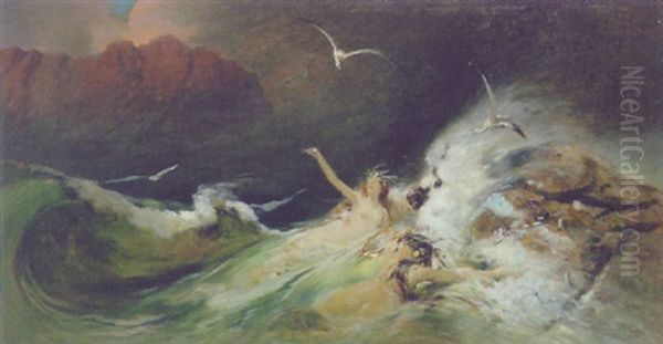 Sea Nymphs Oil Painting by Wilhelm Simmler