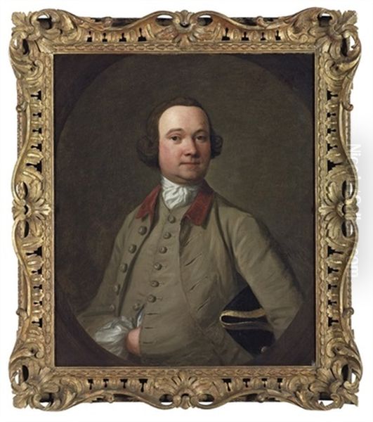 Portrait Of Heighes Woodforde In A Green Coat And Waistcoat Oil Painting by John Simmons