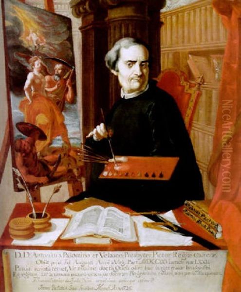 Portrat Des Acisclo Antonio Palomino De Castro Y Velasco Oil Painting by Juan Baptista Simo