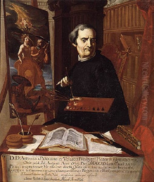 Portrait Of Acisclo Antonio Palomino De Castro Y Velasco Oil Painting by Juan Baptista Simo