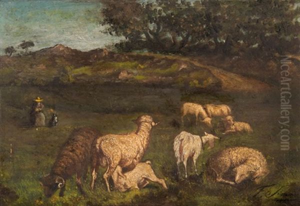 Moutons Oil Painting by Francois Simon