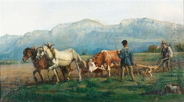 Das Pfluggespann Oil Painting by Friedrich Rudolf Simon