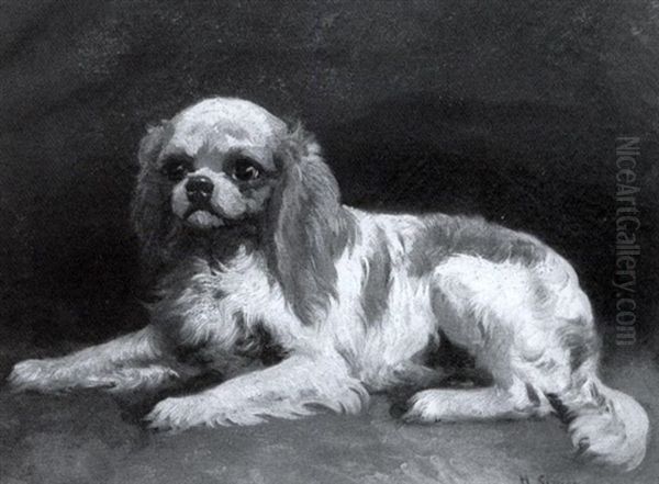 Cavalier King Charles Spaniel Oil Painting by Herman Gustav Simon