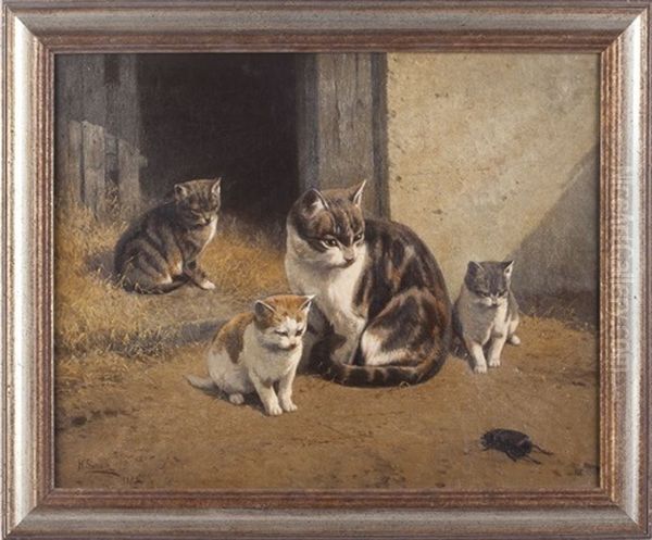 Cats Oil Painting by Hermann Gustave Simon