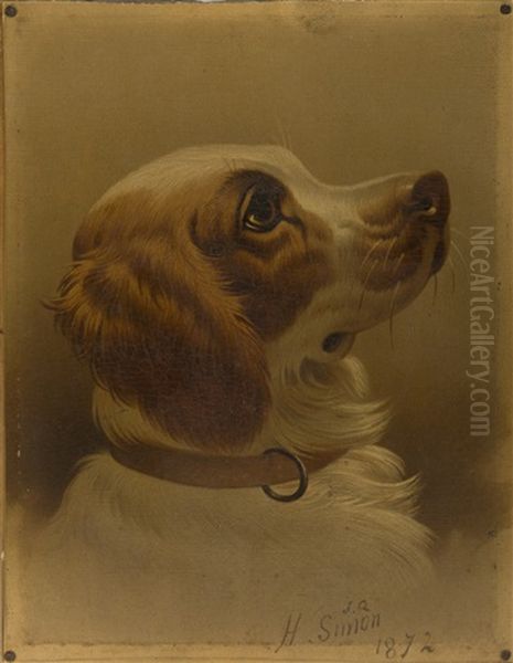 Portrait Of A Spaniel Oil Painting by Hermann Gustave Simon