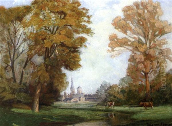 Paysage D'automne: Normandie Oil Painting by Jacques Roger Simon