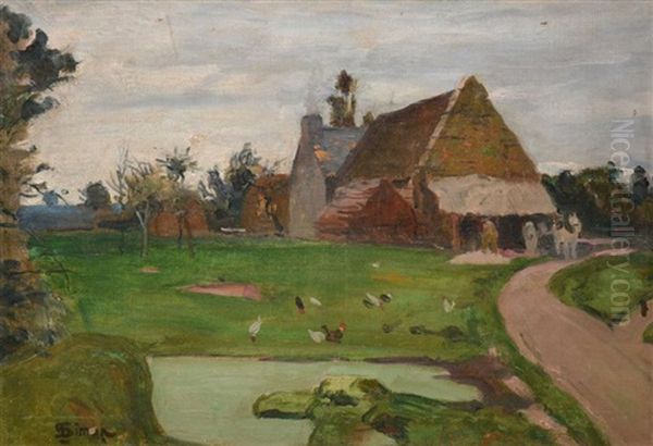 Basse-cour Devant La Ferme Oil Painting by Lucien Simon