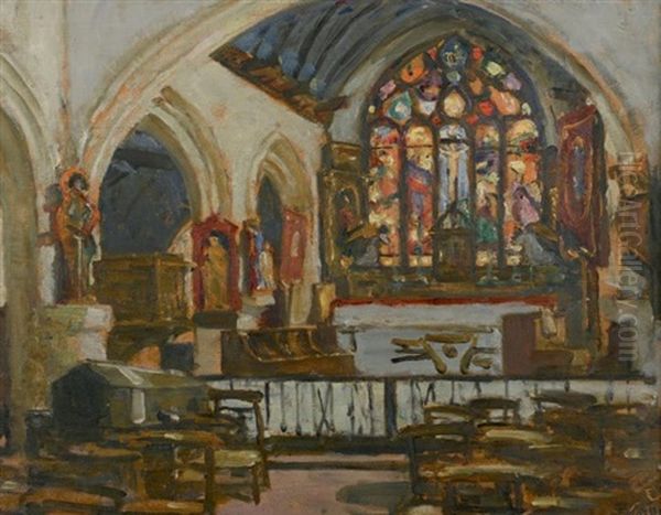 La Chapelle De Treguennec Et Etude (recto-verso) Oil Painting by Lucien Simon