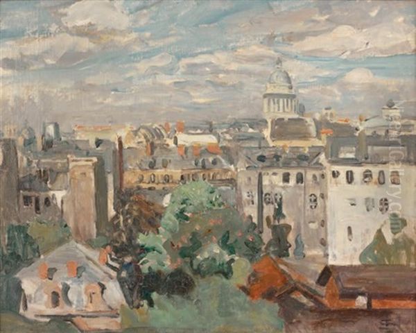 Vue Des Toits De Paris Depuis L'atelier De L'artiste, Rue Cassini by Lucien Simon