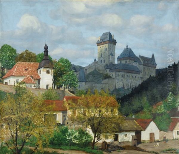 Karlstejn Oil Painting by Tavik Frantisek Simon