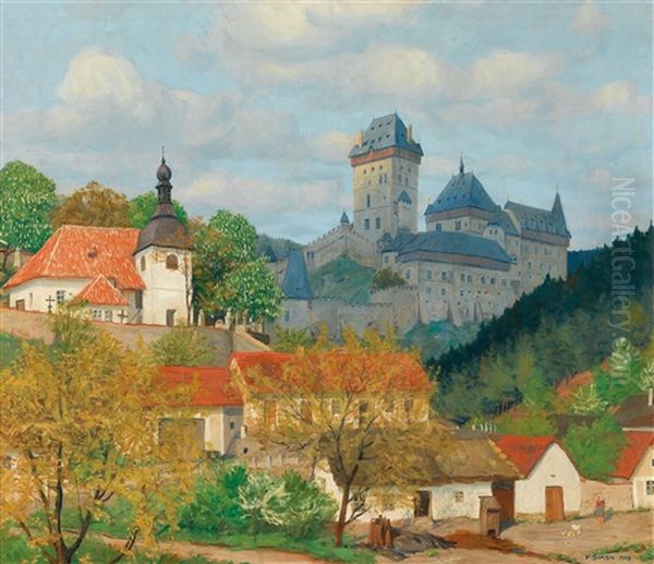 View Of Karlstejn Castle Near Prague by Tavik Frantisek Simon