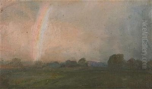 Landscape With A Rainbow Oil Painting by Tavik Frantisek Simon