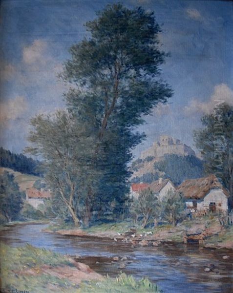 Landscape With A Castel Oil Painting by Tavik Frantisek Simon