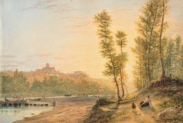 San Miniato Dalla Riva Dell'arno Oil Painting by John Henry Bradley