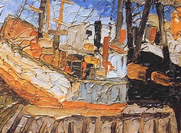 Barcas Y Puerto Oil Painting by Alfredo De Simone