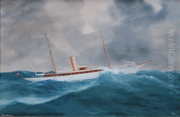 The Steam Yacht Shemara Oil Painting by Antonio de Simone