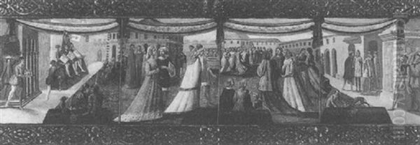 A Wedding Procession Oil Painting by Giovanni di Ser Giovanni di (lo Scheggia) Simone