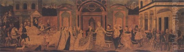 The Marriage Of Frederick Iii To Leonora Of Portugal In Siena by Giovanni di Ser Giovanni di (lo Scheggia) Simone