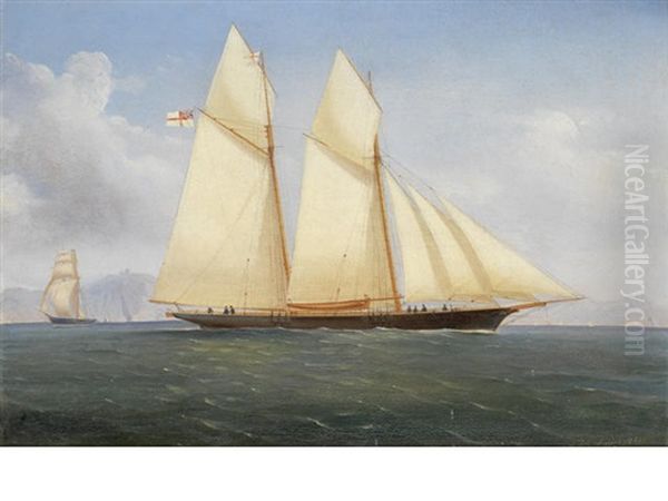 A Schooner Of The Royal Yacht Squadron Oil Painting by Tommaso de Simone