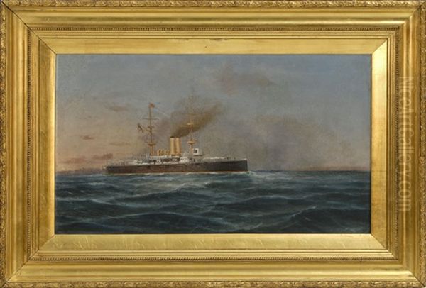 The Hms Majestic Oil Painting by Tommaso de Simone