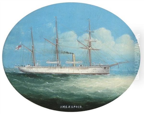 The Royal Navy's Screw Gunboat H.m.s. Espoir At Sea Oil Painting by Tommaso de Simone