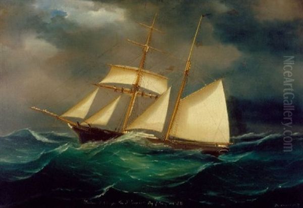 The "madonna Of Aberogron", Cap. J. Evans In The Bay Of Biscay Wind S.w. Oil Painting by Tommaso de Simone