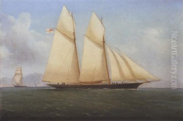 A Schooner Of The Royal Yacht Squadron Oil Painting by Tommaso de Simone