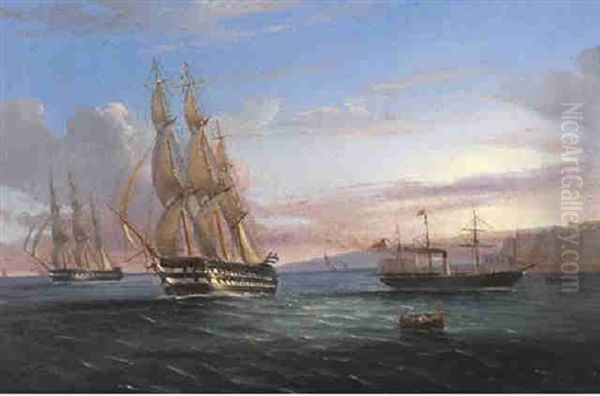 Man-of-war Underway Oil Painting by Tommaso de Simone