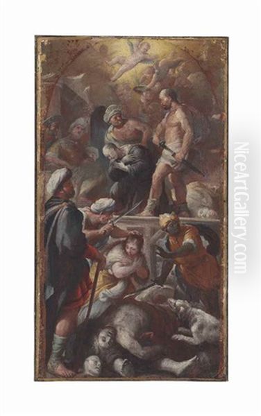 Martyrdom Of Saint Placidus And His Companions Oil Painting by Giuseppe Simonelli