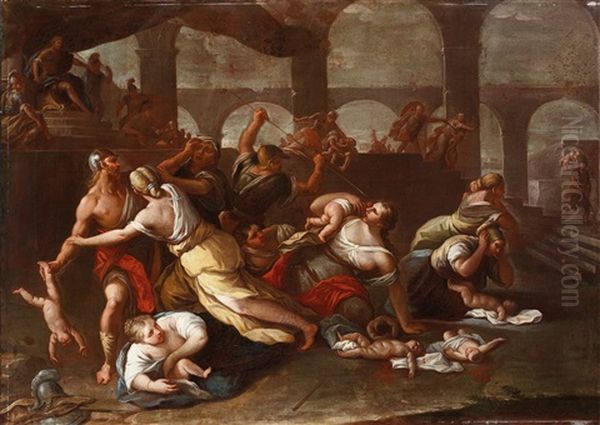 Massacre Of The Innocents Oil Painting by Giuseppe Simonelli