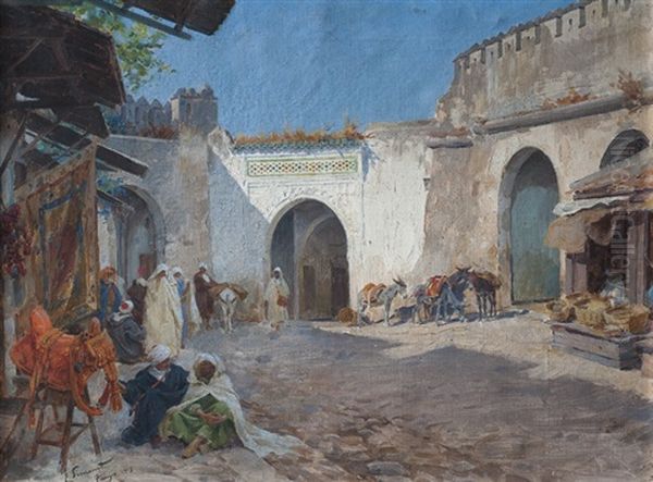 Mercado De Marruecos, Tanger Oil Painting by Enrique Simonet Lombardo