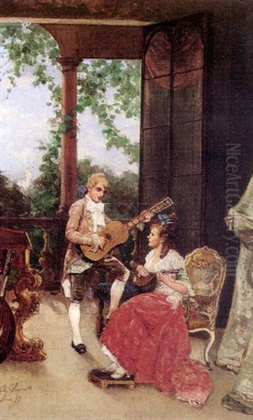 Musical Duet Oil Painting by Alfonso Simonetti