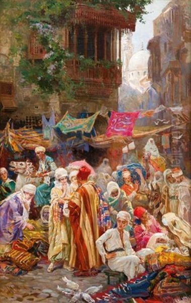 Souk Aux Tapis Oil Painting by Amedeo Momo Simonetti