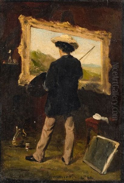 The Artist In His Studio Oil Painting by Attilio Simonetti