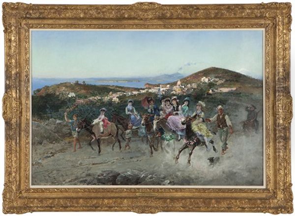 The Donkey Race Oil Painting by Attilio Simonetti