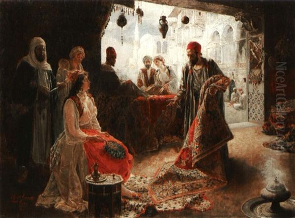 The Rug Merchant Oil Painting by Ettore Simonetti