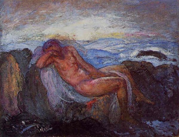 Baigneuse Aux Rochers Oil Painting by Michel Simonidy