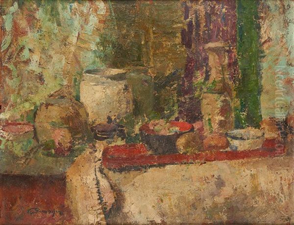 Nature Morte Aux Oignons Oil Painting by Victor Simonin