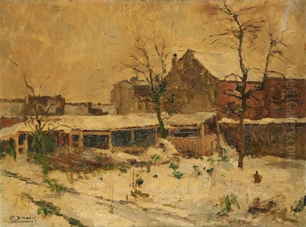 Paysage Enneige Oil Painting by Victor Simonin