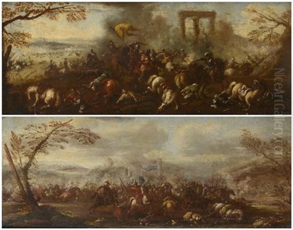 Chocs De Cavalerie Avec Les Ottomans (pair) Oil Painting by Francesco Simonini