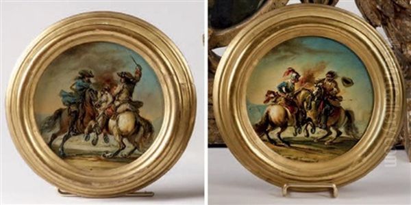 Choc De Cavalerie (pair) Oil Painting by Francesco Simonini