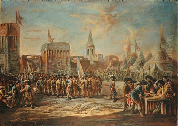 Scene Militari (pair) Oil Painting by Francesco Simonini