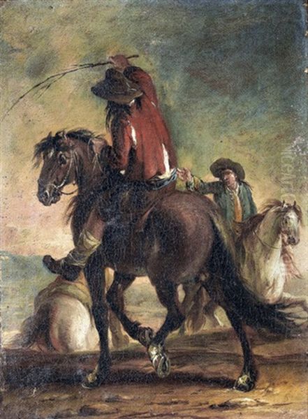 Zwei Reiter Auf Pferden Oil Painting by Francesco Simonini