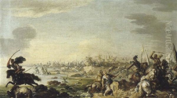 Battaglia Alla Riva Di Un Fiume by Francesco Simonini