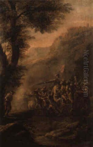 A Firing Party Oil Painting by Francesco Simonini