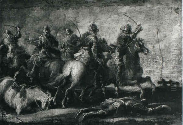 Cavalary Skirmishes Oil Painting by Francesco Simonini