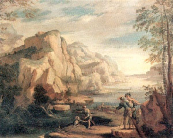 Gebirgslandschaft Mit Soldaten Und Bauern Oil Painting by Francesco Simonini